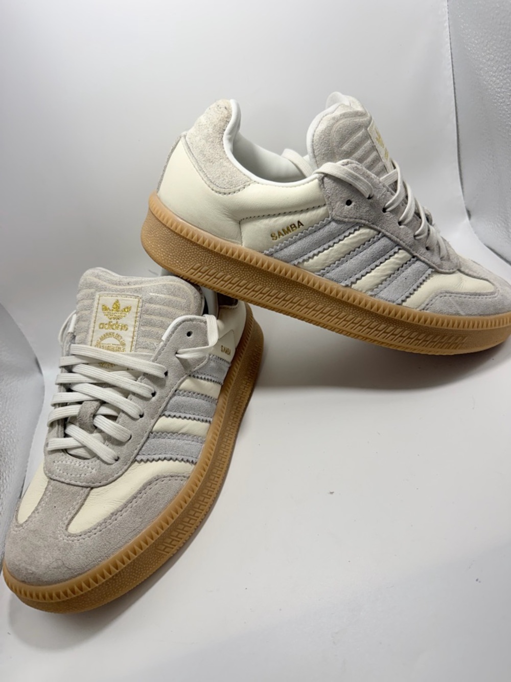 adidas Samba Cream, Light Gray & Gum Low-Top Sneakers